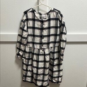 Carters Navy Blue and Cream Plaid 3/4 sleeve dress